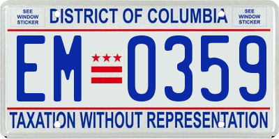 DC license plate EM0359
