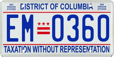 DC license plate EM0360