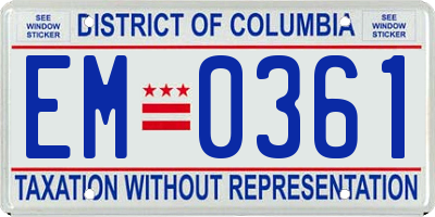 DC license plate EM0361