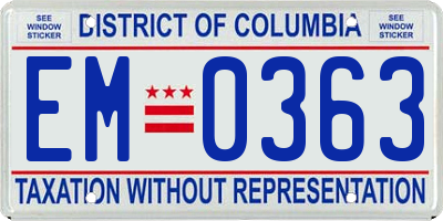 DC license plate EM0363