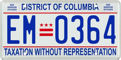 DC license plate EM0364