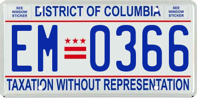 DC license plate EM0366