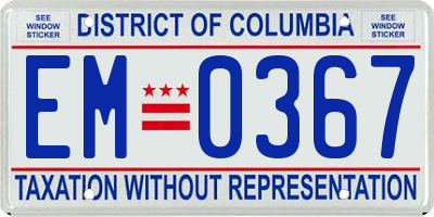DC license plate EM0367