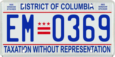 DC license plate EM0369