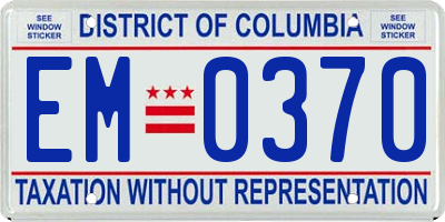 DC license plate EM0370