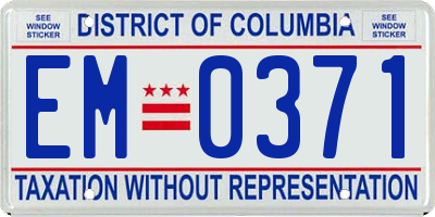 DC license plate EM0371