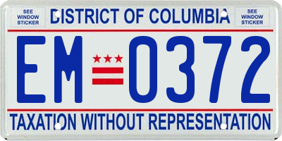 DC license plate EM0372