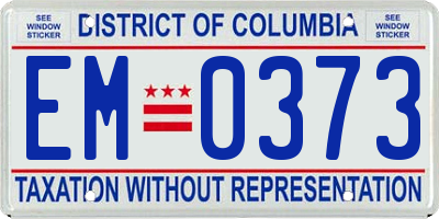 DC license plate EM0373
