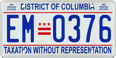 DC license plate EM0376