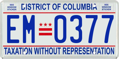 DC license plate EM0377