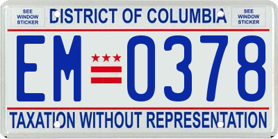 DC license plate EM0378