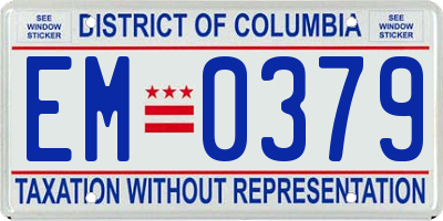 DC license plate EM0379