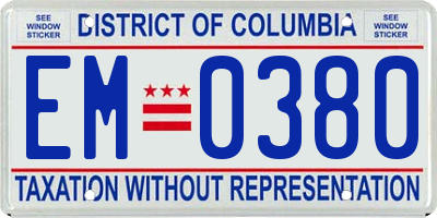 DC license plate EM0380