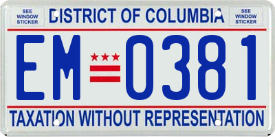 DC license plate EM0381