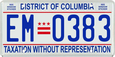 DC license plate EM0383