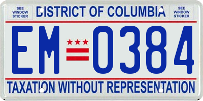 DC license plate EM0384