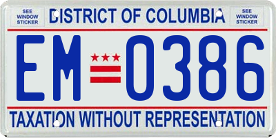 DC license plate EM0386