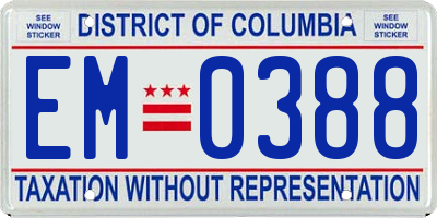 DC license plate EM0388