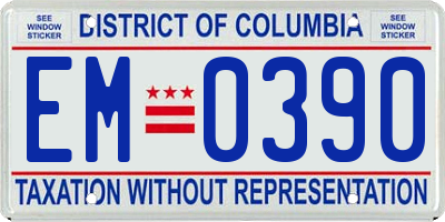 DC license plate EM0390