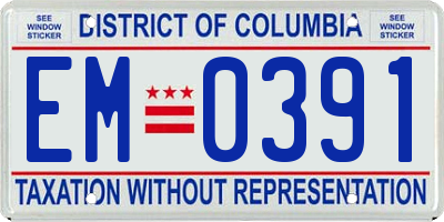 DC license plate EM0391