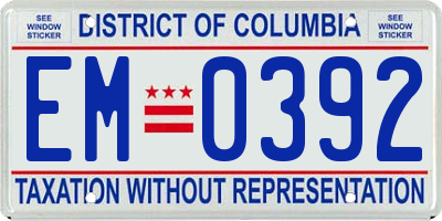 DC license plate EM0392