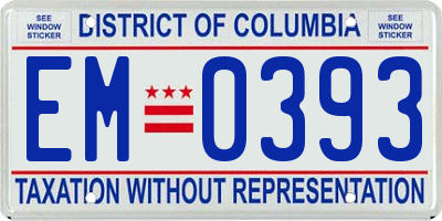 DC license plate EM0393