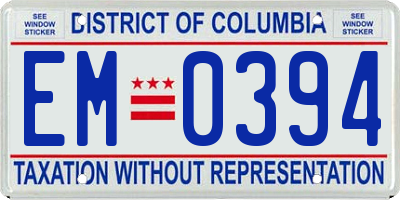 DC license plate EM0394