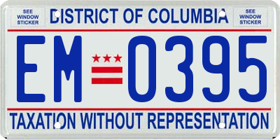 DC license plate EM0395