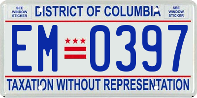 DC license plate EM0397