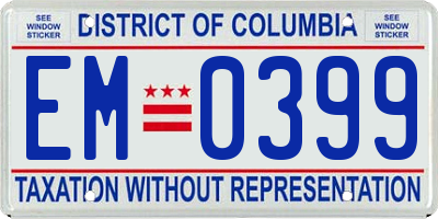 DC license plate EM0399