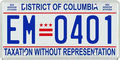 DC license plate EM0401