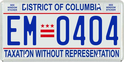 DC license plate EM0404