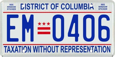 DC license plate EM0406