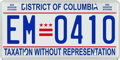 DC license plate EM0410