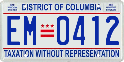 DC license plate EM0412