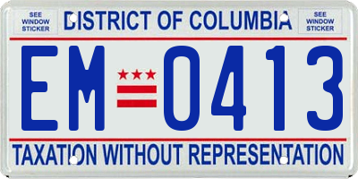 DC license plate EM0413