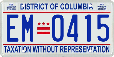 DC license plate EM0415