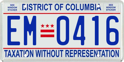 DC license plate EM0416