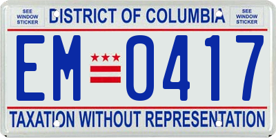 DC license plate EM0417