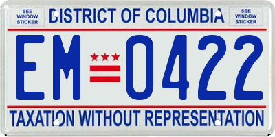 DC license plate EM0422