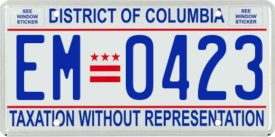 DC license plate EM0423