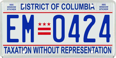 DC license plate EM0424