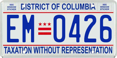 DC license plate EM0426