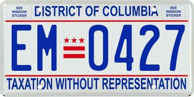 DC license plate EM0427