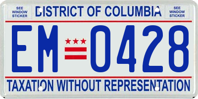DC license plate EM0428