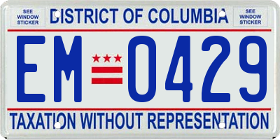 DC license plate EM0429