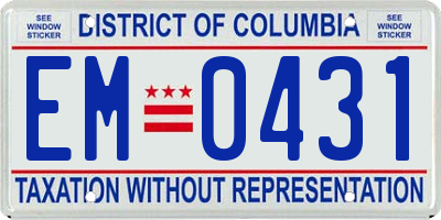 DC license plate EM0431