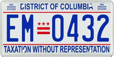 DC license plate EM0432
