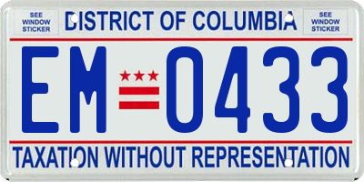 DC license plate EM0433