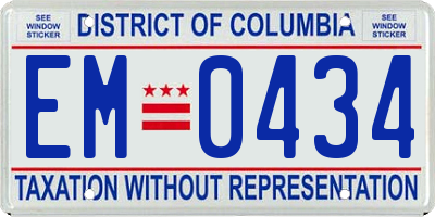 DC license plate EM0434